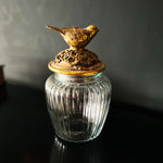 Gold Bird Glass Container